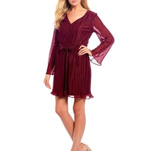 Long Sleeve Sash Waist Dress